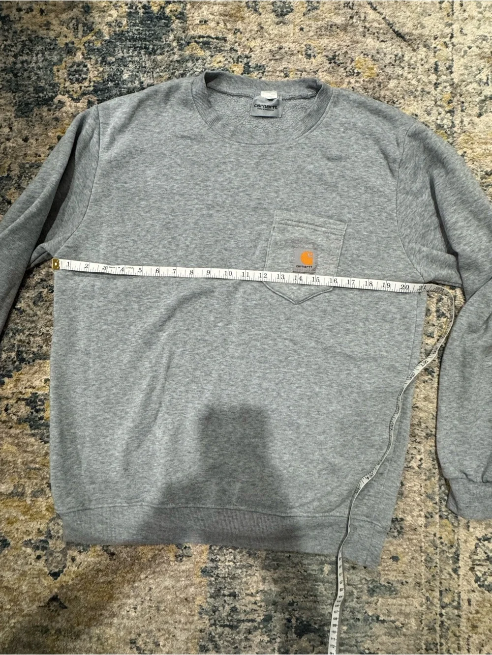 Carhartt Gray Crewneck Sweatshirt with Chest Pocket and Logo